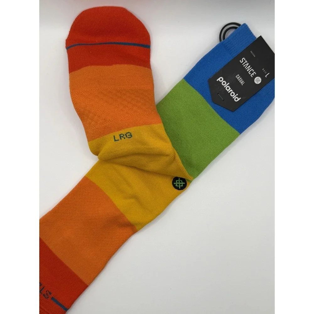 Stance Snapshot Crew Polaroid Socks Multicolor Mens Large A555D25SNA NWT